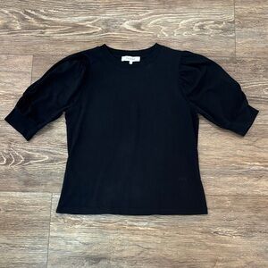 Frame Black Puff Sleeve T-Shirt Women's Size Small The Frankie Capsule Wardrobe